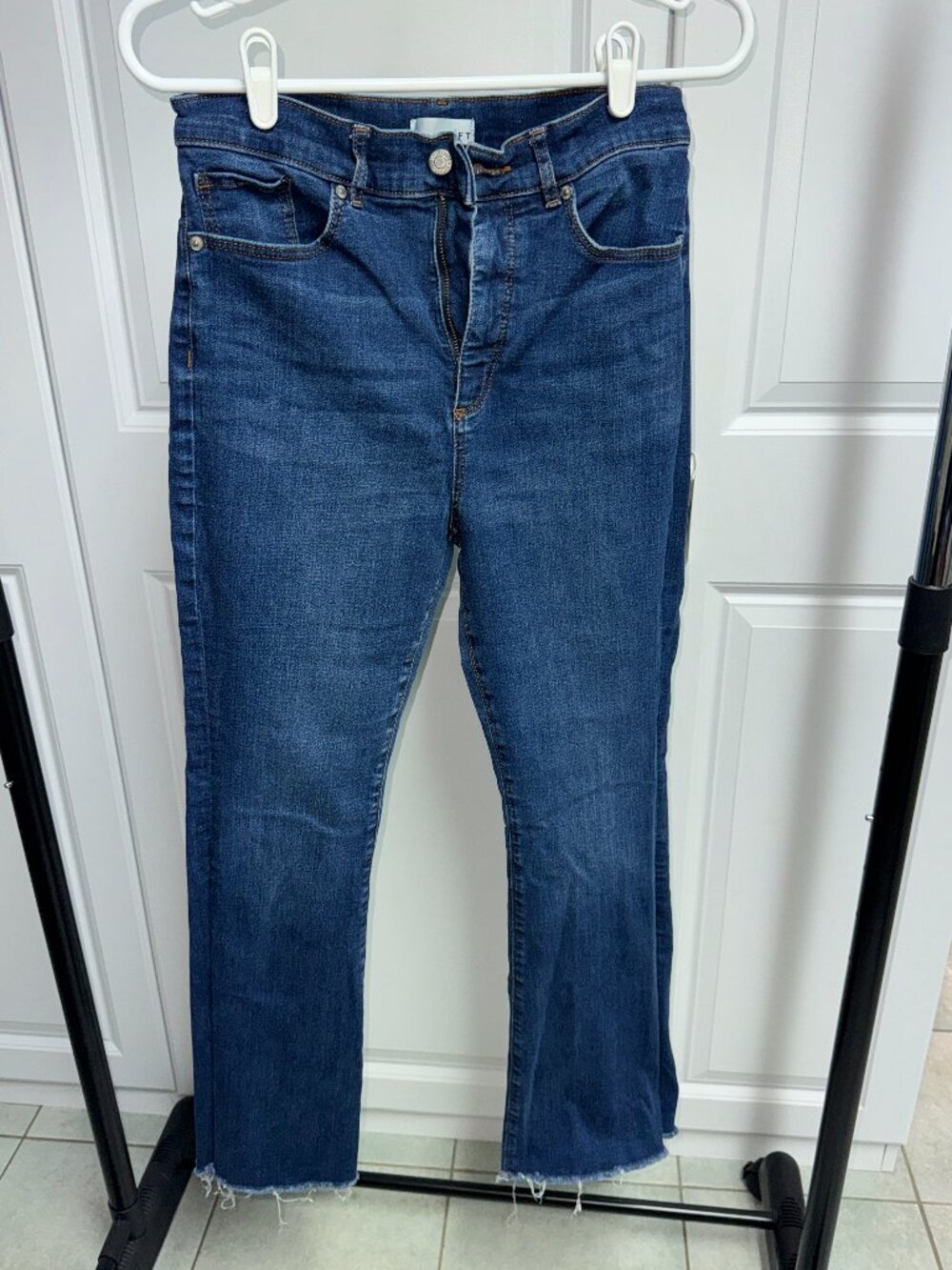 LOFT The Slim Flare High Rise Raw Hem Jeans